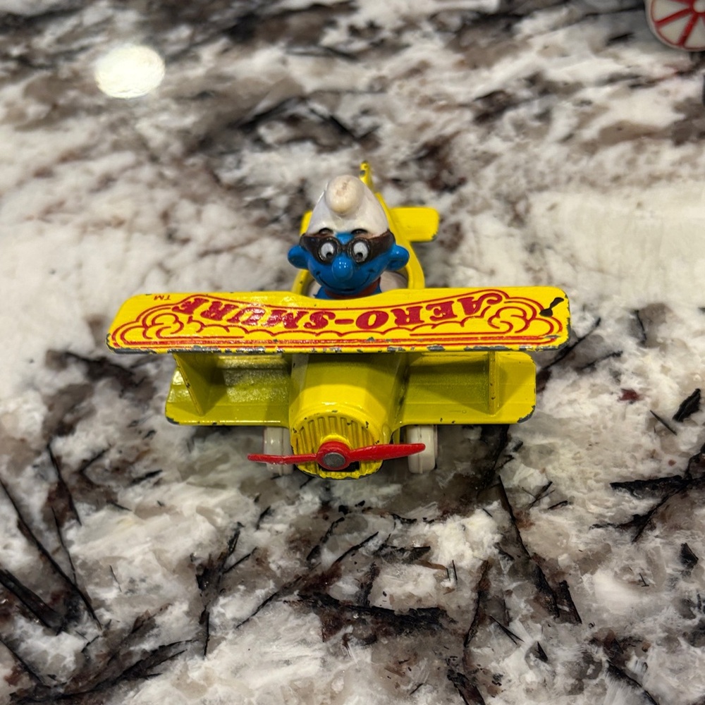 Smurf Pilot Biplane & Farmer Tractor Toy Set - Yellow & Orange - Picture 4 of 8